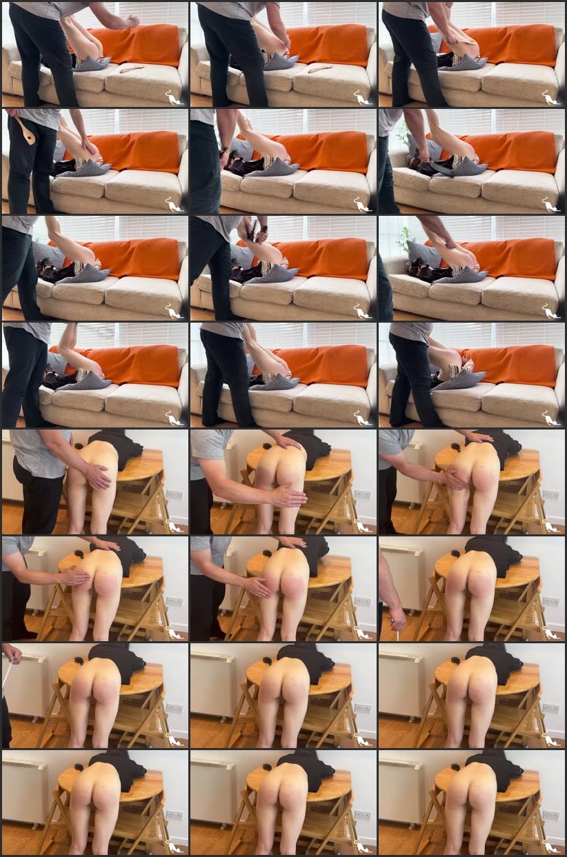 Screenlist You Asked For This - Part 3 - An Embarrassing Legs Up Punishment With The Strap, Tawse, Cane, Wooden Spoon And Finished Off With The Cable - Kitty Productions - Full HD/MP4