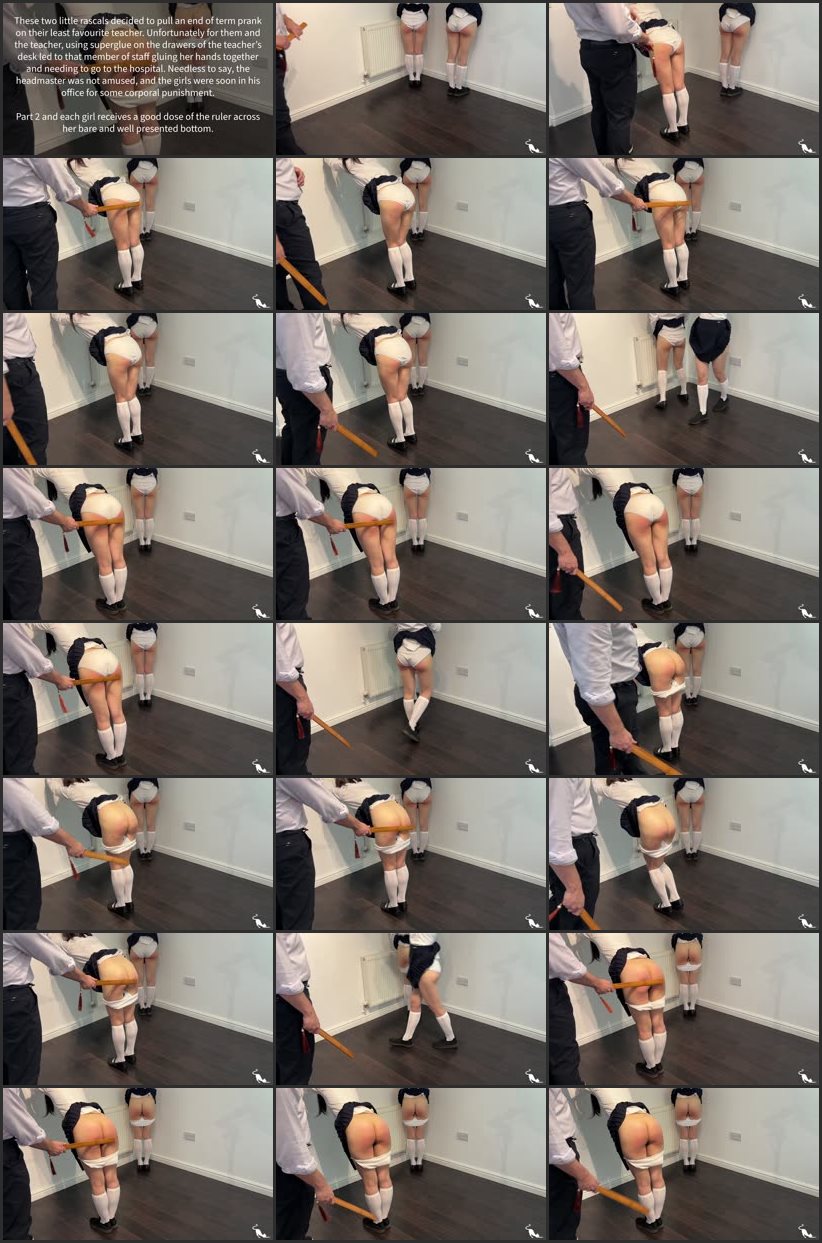 Screenlist Schoolgirl Pranks Part 2 - It Is The Thick Bamboo Ruler Across Their Naughty Bare Bottoms - Kitty Productions - Full HD/MP4
