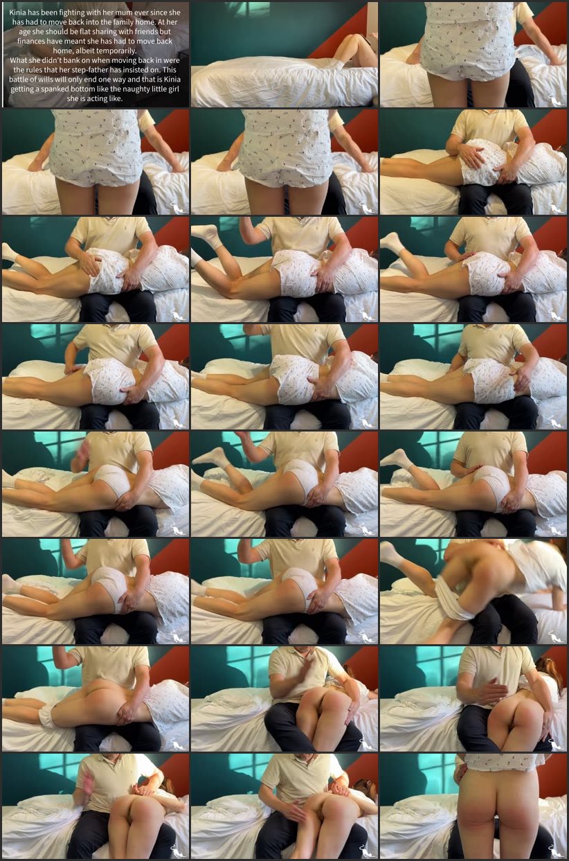 Screenlist Never Too Old Part 1 - Kinia Gets A Bare Bottom Spanking From Her Step Father - How Embarrassing! - Kitty Productions - Full HD/MP4