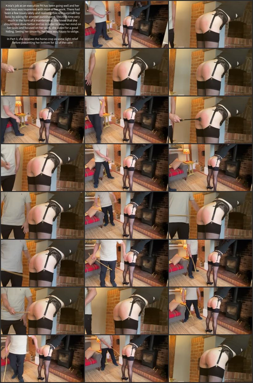 Screenlist Personally Assisted Maintenance Part 3 - She Presents Her Bare Bottom For The Crop And To Finish, The Cane - Kitty Productions - Full HD/MP4