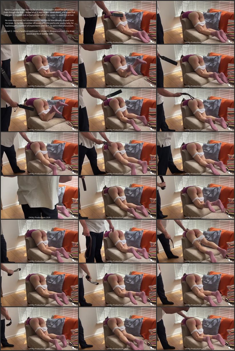 Screenlist The Landlord Part 2, Now He Is Really Mad - Tawse And Thick Leather Belt On Her Well Presented Bare Bottom - Kitty Productions - Full HD/MP4